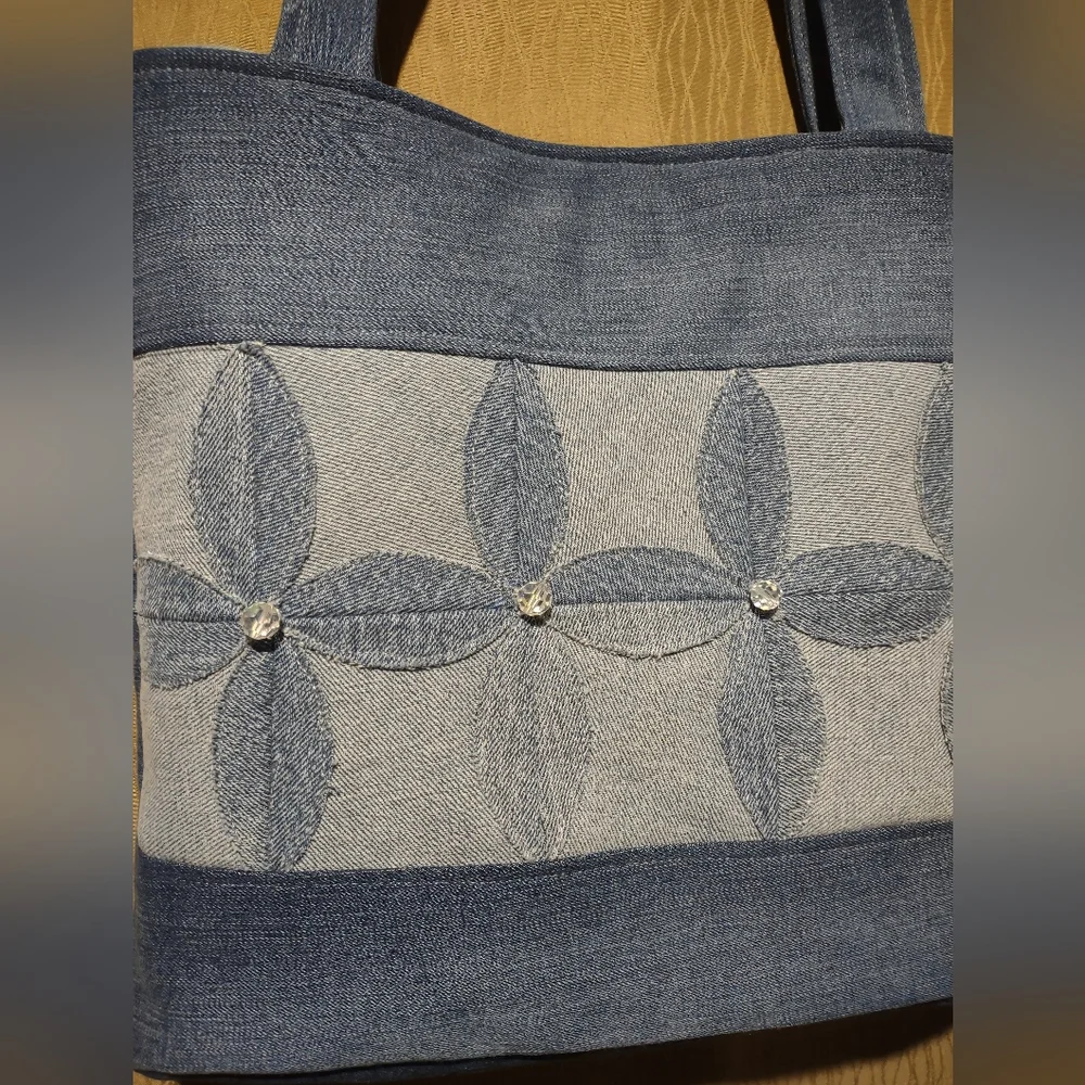 Handmade Upcycled Denim Tote Bag 1 - Picture 2 of 5